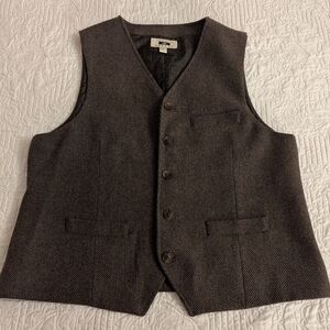 Men's wool vest size xl, button up brown wool vest. Formal Joseph Abboud vest
